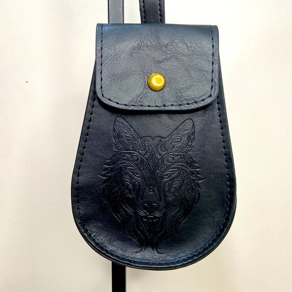 Other - Black belt pouch embossed wolf